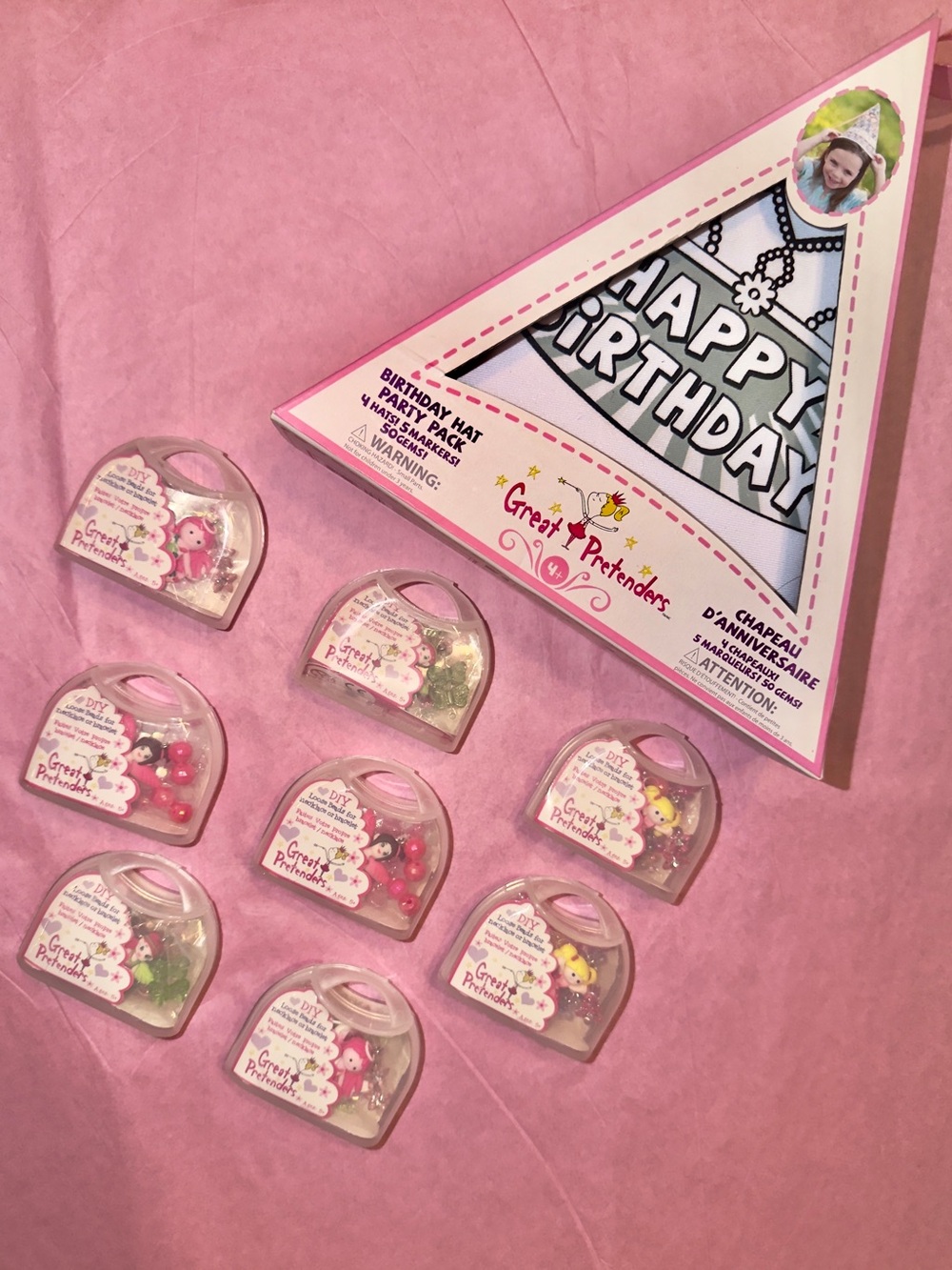 Great Pretenders Pink 'Happy Birthday' Party Hat & Pink Accessory Charm Pack